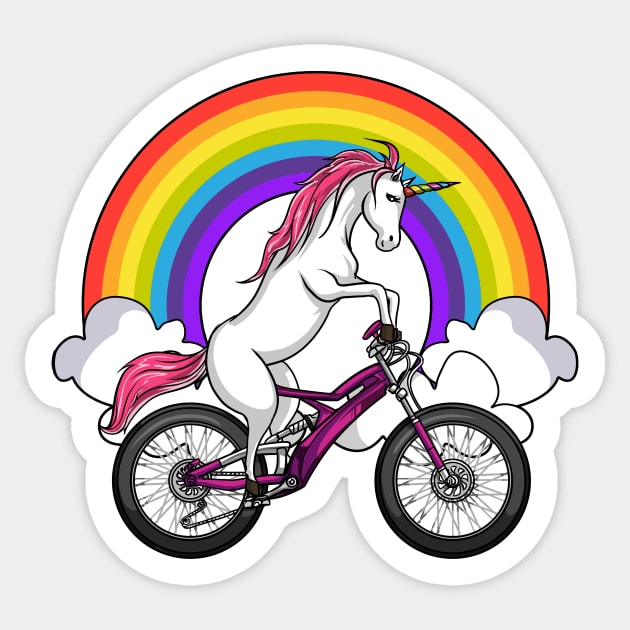 Unicorn Riding Bike Sticker by underheaven